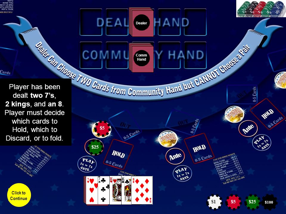 Dealer Comm Hand Player picks up his hand and views the cards.