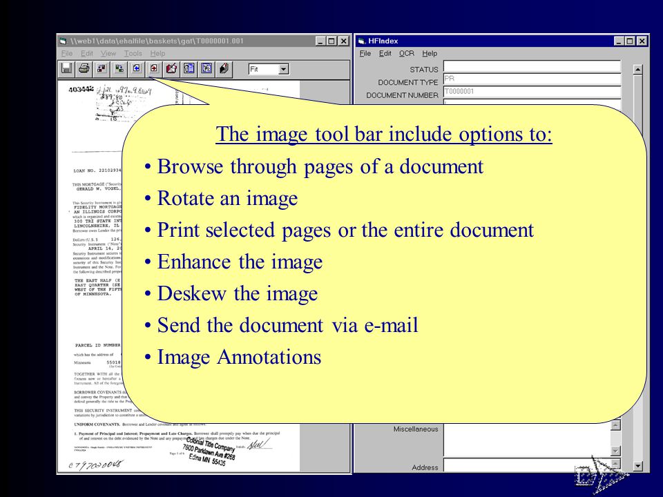 Indexing Documents are presented to the user via an electronic in-basket.
