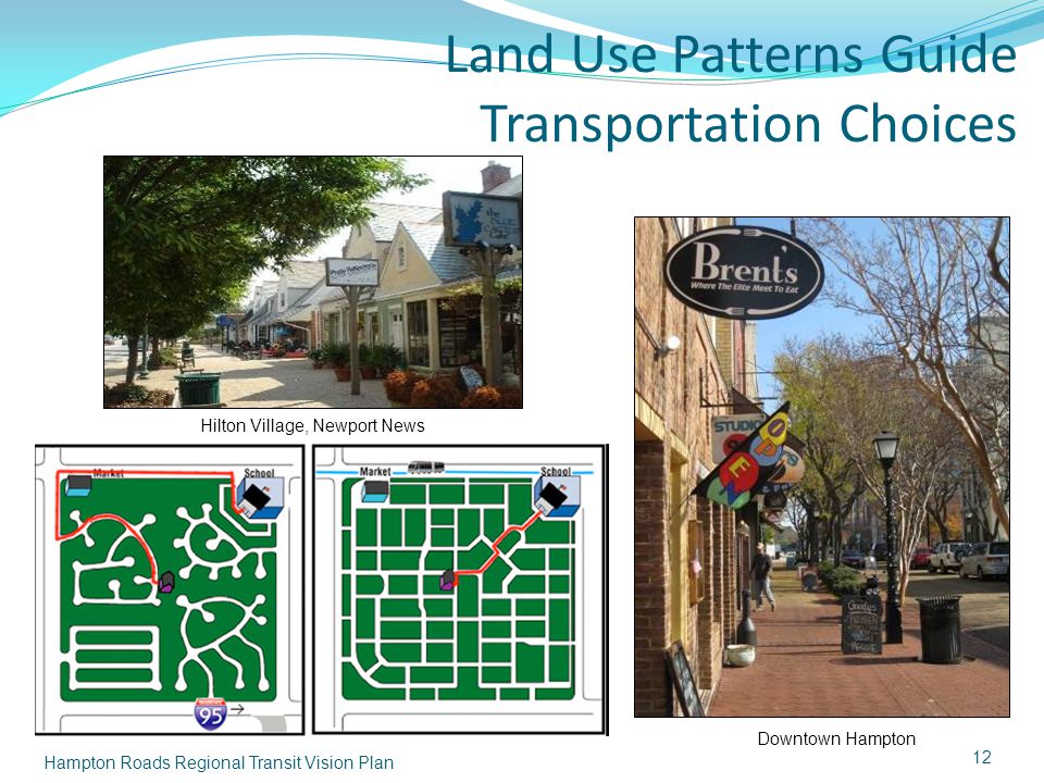 Land Use Patterns Guide Transportation Choices 12 Hampton Roads Regional Transit Vision Plan Downtown Hampton Hilton Village, Newport News