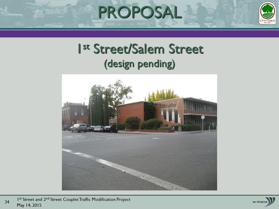 1 st Street/Salem Street (design pending) 1 st Street and 2 nd Street Couplet Traffic Modification Project May 14, PROPOSAL