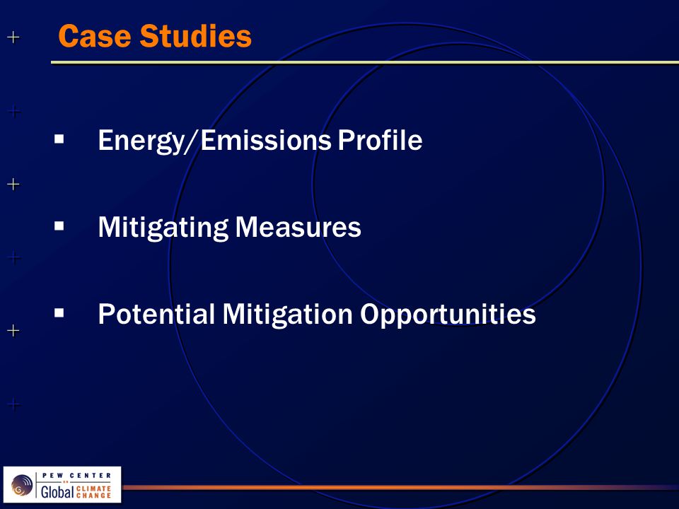Case Studies  Energy/Emissions Profile  Mitigating Measures  Potential Mitigation Opportunities