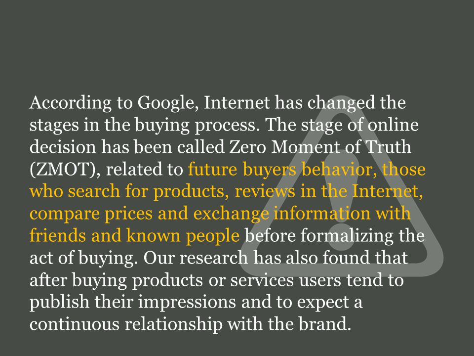 According to Google, Internet has changed the stages in the buying process.