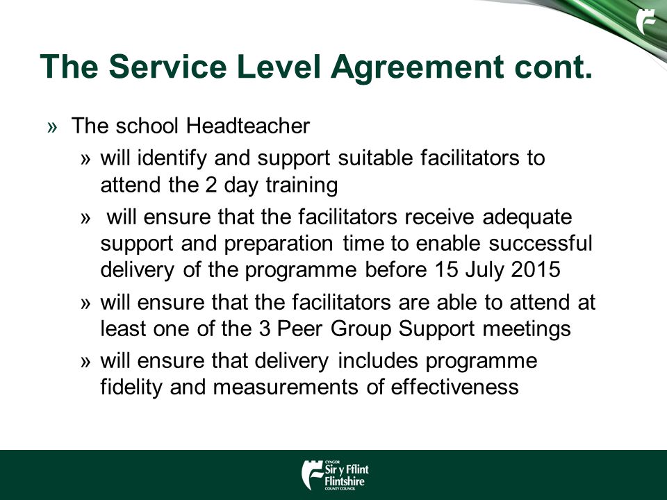 The Service Level Agreement cont.