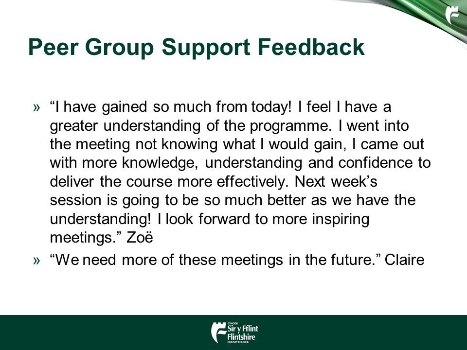 Peer Group Support Feedback » I have gained so much from today.