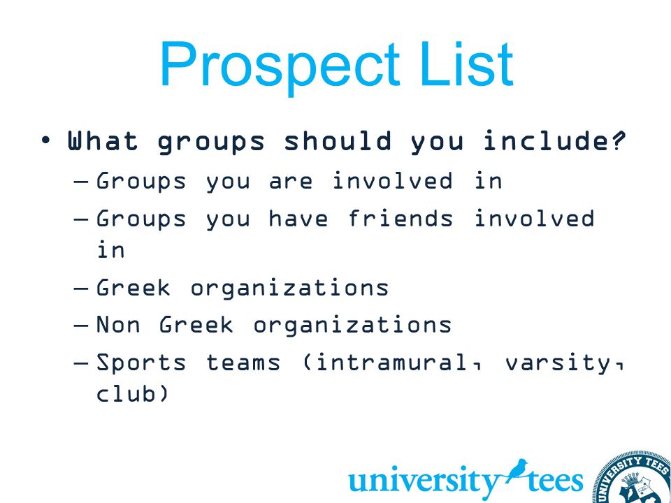 Prospect List What groups should you include.