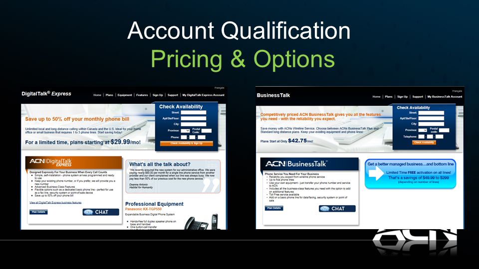 Account Qualification Pricing & Options