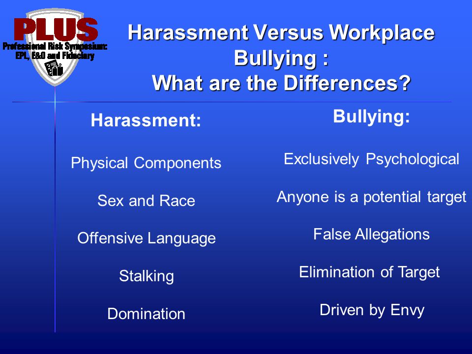 Harassment Versus Workplace Bullying : What are the Differences.