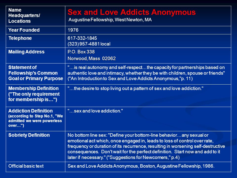 sex and love addicts anonymous houston