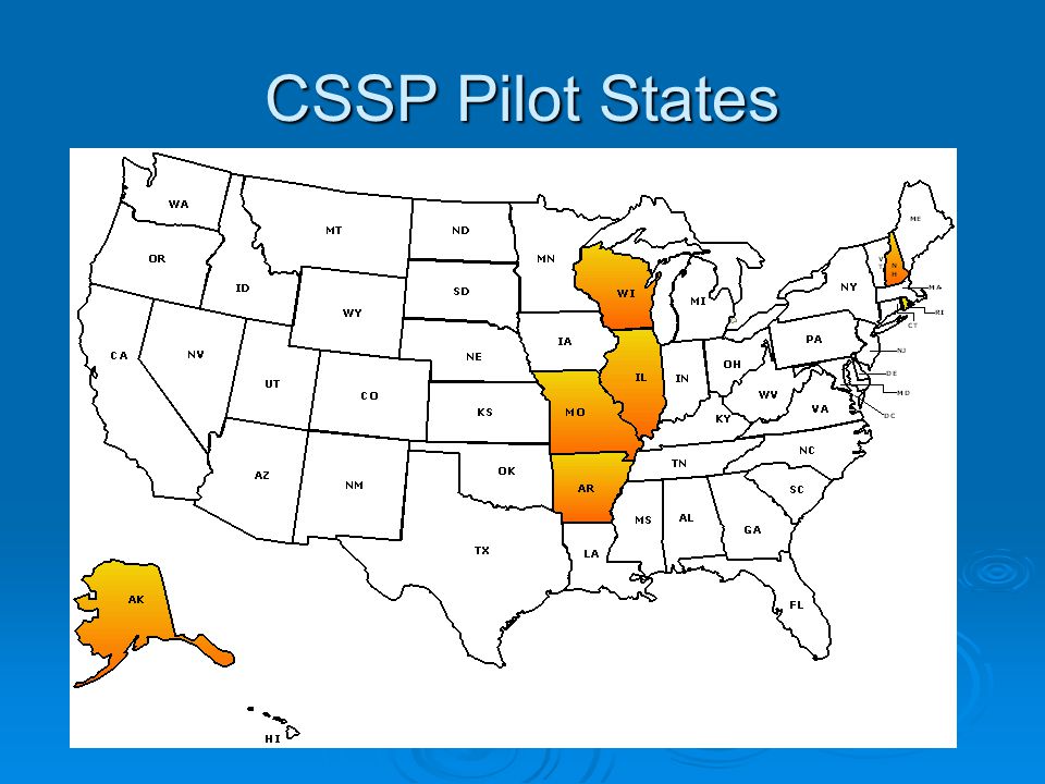 Where we are today  7 CSSP pilot states  3 Largest Cities: LA, Chicago, New York  9 Trust Fund Grantees (3 pilots)  15 Learning Network States  Zero to Three training in 12 states  NAEYC Fellows in 24 states
