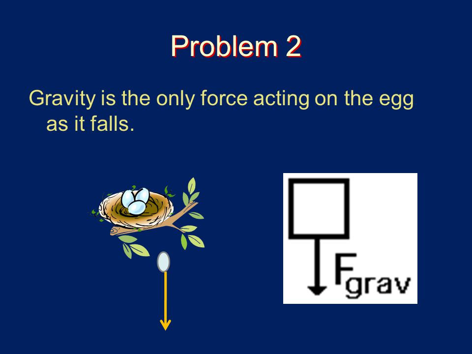 Problem 2 Gravity is the only force acting on the egg as it falls.