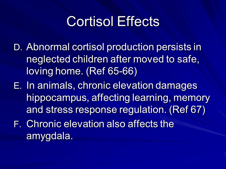 Cortisol Effects D.
