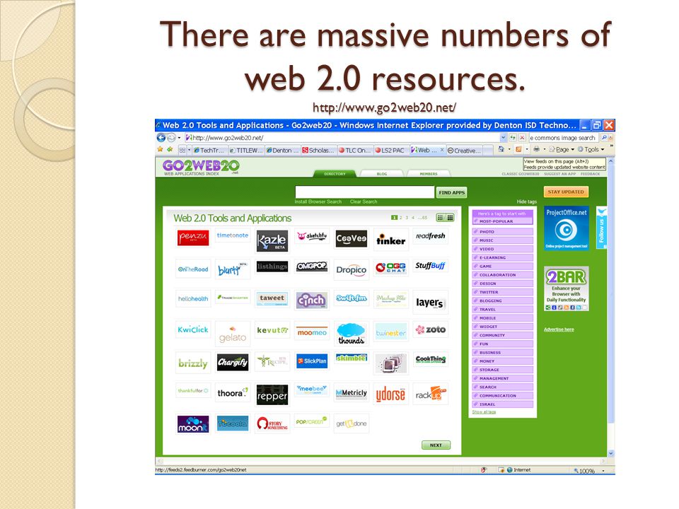 There are massive numbers of web 2.0 resources.