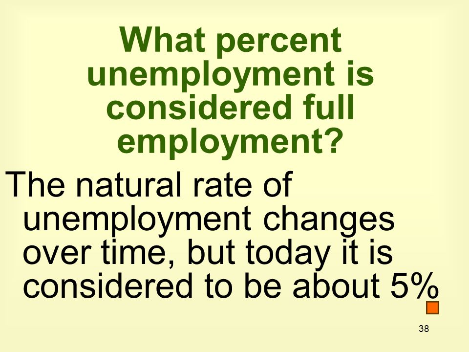 38 What percent unemployment is considered full employment.