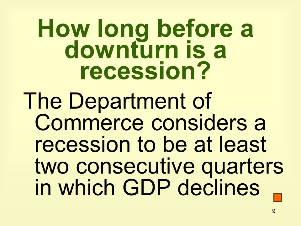 9 How long before a downturn is a recession.