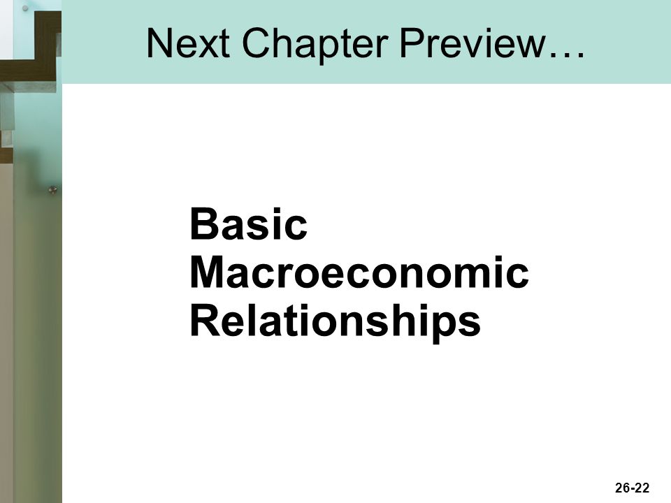 26-22 Next Chapter Preview… Basic Macroeconomic Relationships