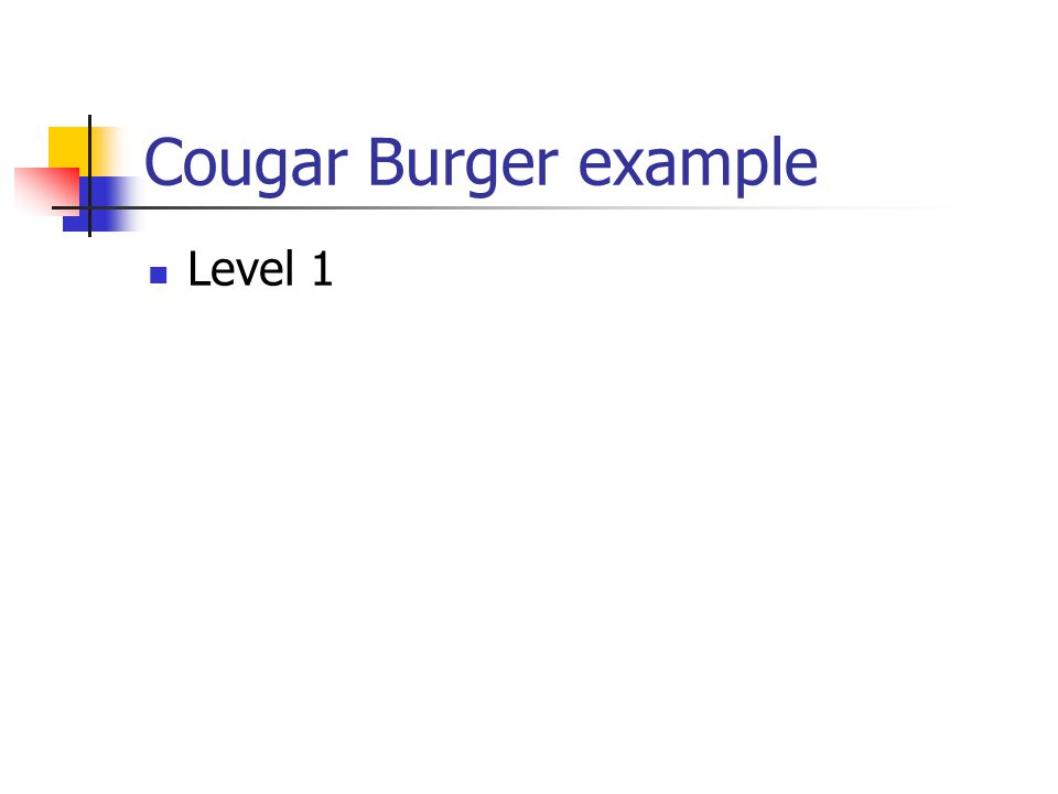 Cougar Burger example Level 1