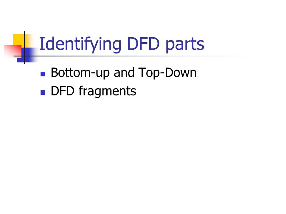 Identifying DFD parts Bottom-up and Top-Down DFD fragments