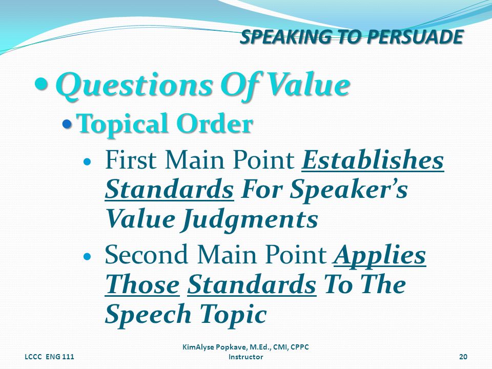 question of value speech topics