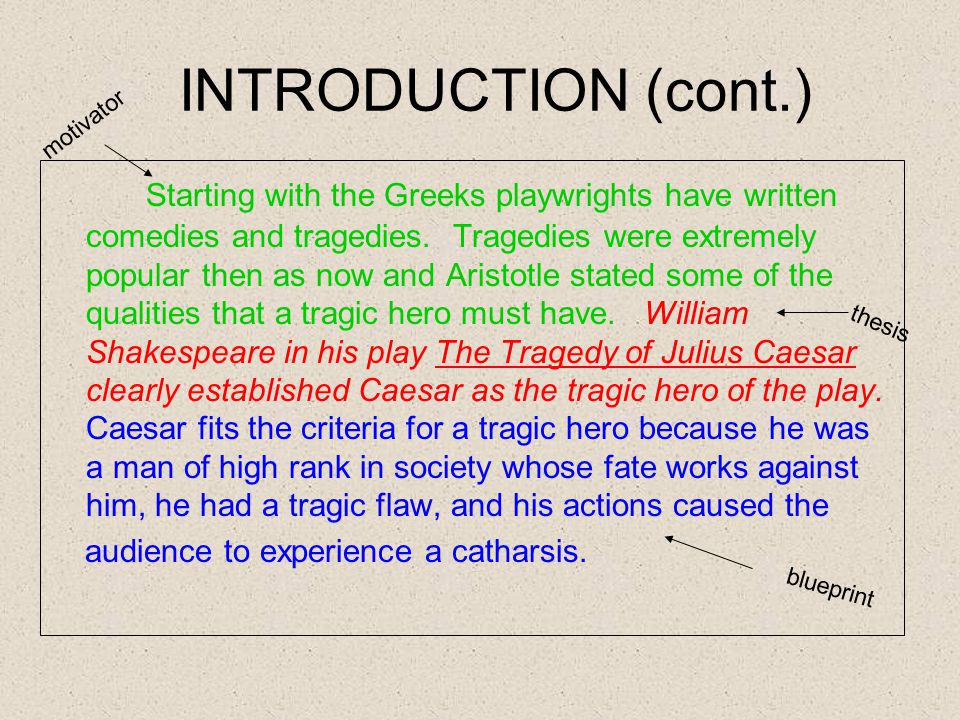 INTRODUCTION (cont.) Starting with the Greeks playwrights have written comedies and tragedies.