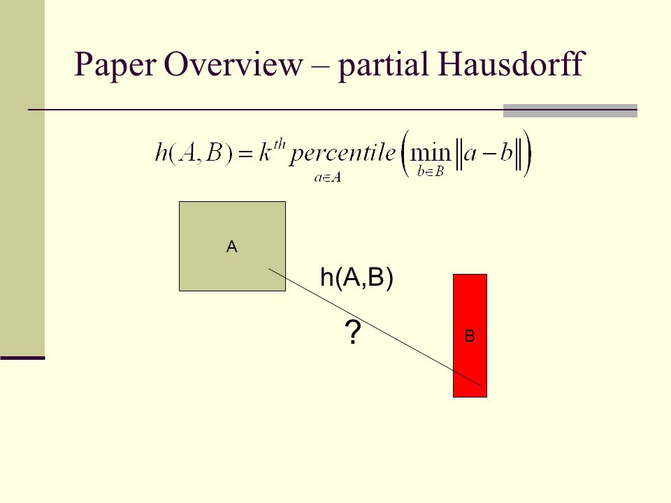 Paper Overview – partial Hausdorff A B h(A,B)