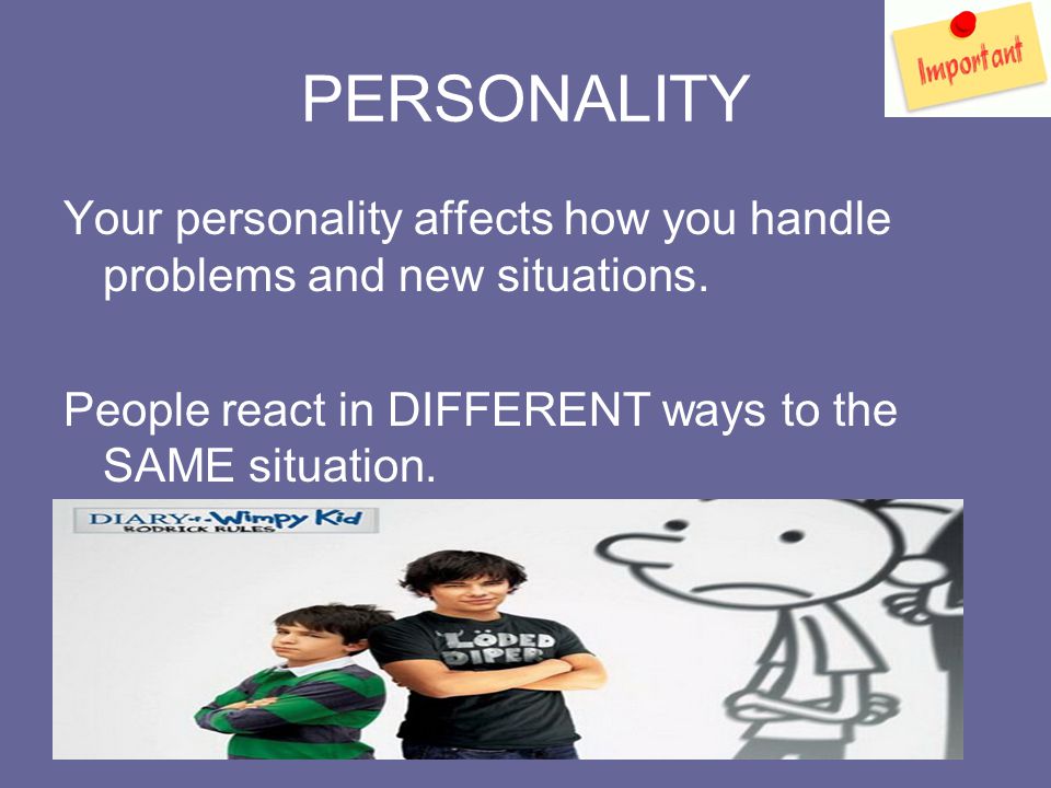 PERSONALITY Your personality affects how you handle problems and new situations.