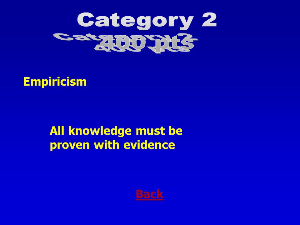 Back Epistemology How knowledge is gained