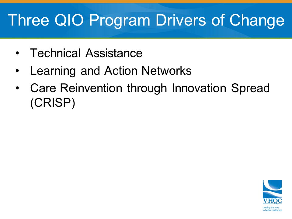 Technical Assistance Learning and Action Networks Care Reinvention through Innovation Spread (CRISP) Three QIO Program Drivers of Change