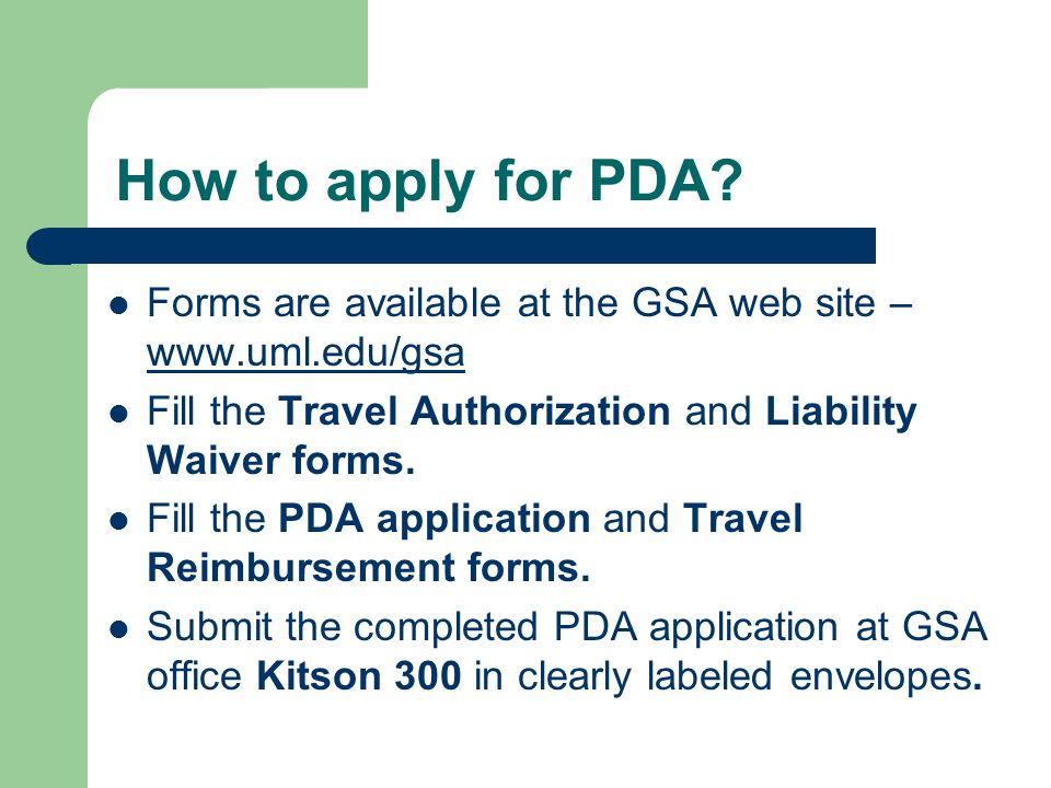How to apply for PDA.