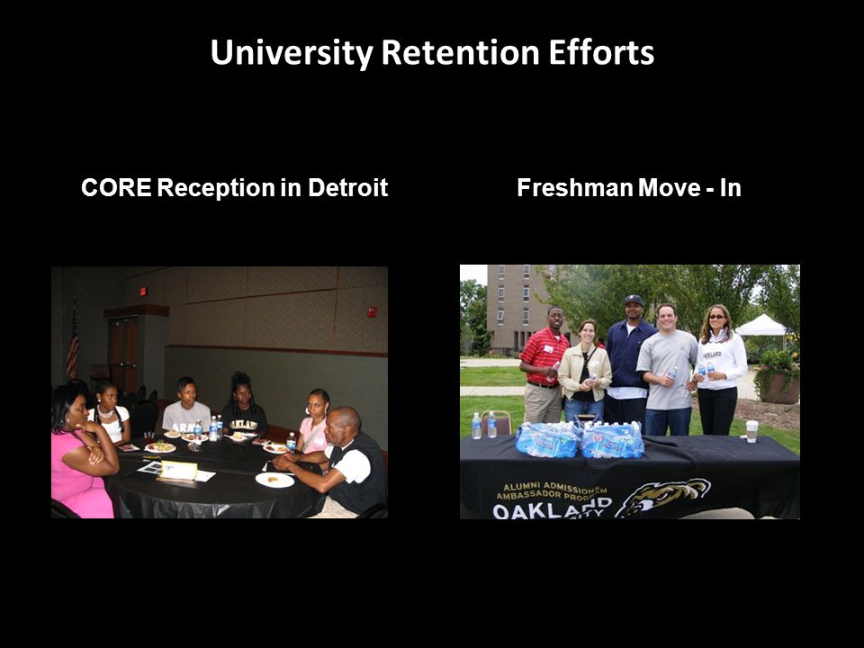 University Retention Efforts CORE Reception in Detroit Freshman Move - In
