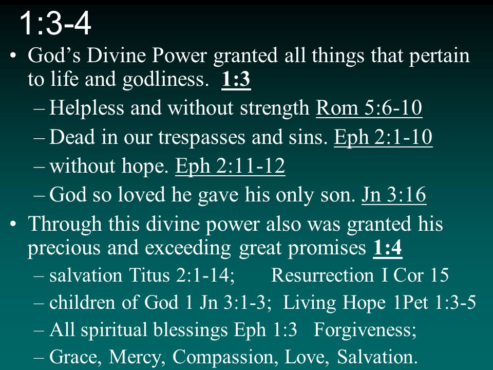 God’s Divine Power granted all things that pertain to life and godliness.