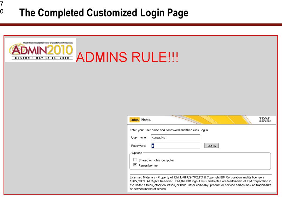 70 The Completed Customized Login Page