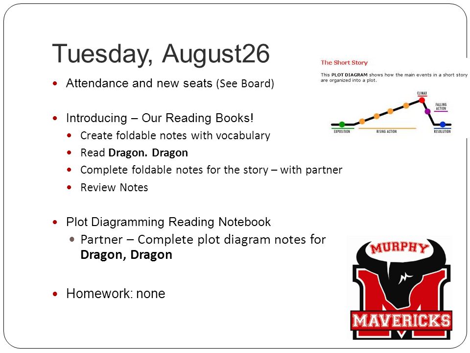 Tuesday, August26 Attendance and new seats (See Board) Introducing – Our Reading Books.