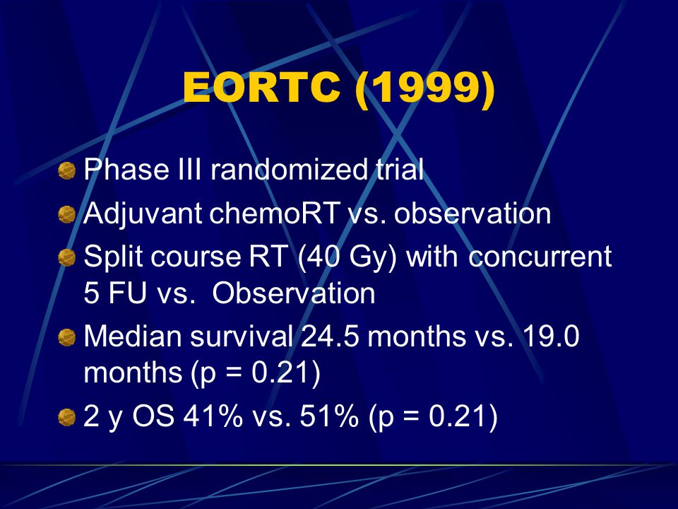 EORTC (1999) Phase III randomized trial Adjuvant chemoRT vs.
