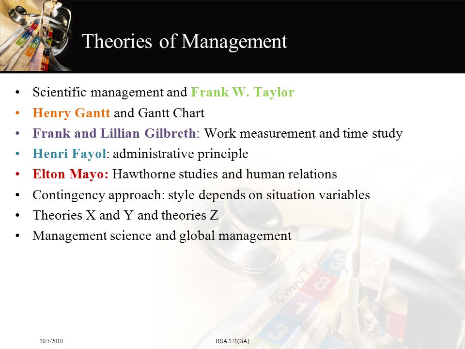 Theories of Management Scientific management and Frank W.
