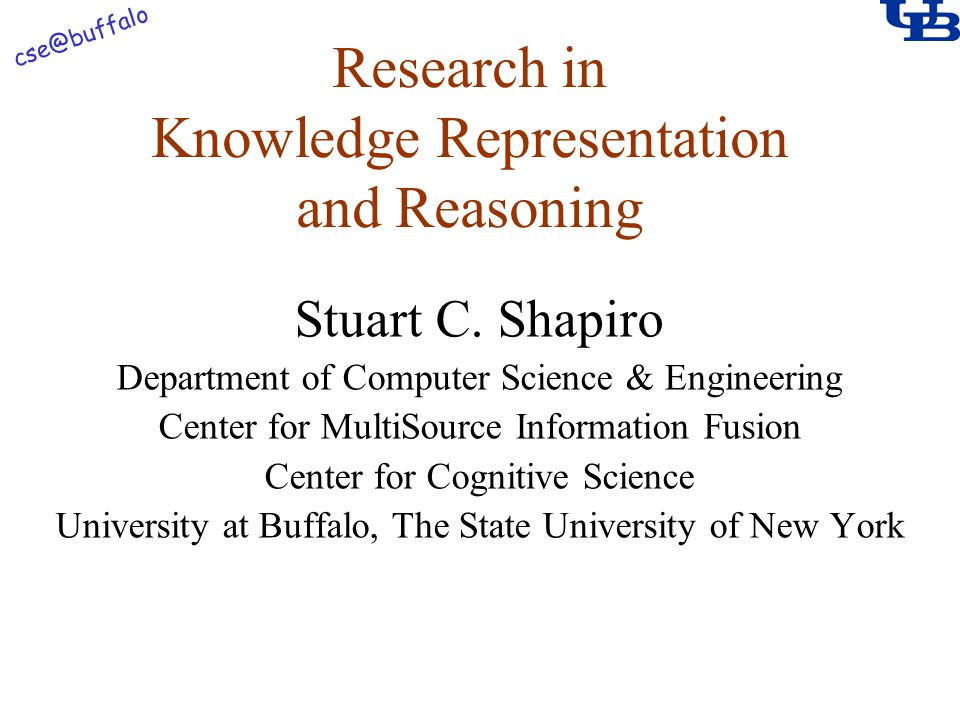 Research in Knowledge Representation and Reasoning Stuart C.