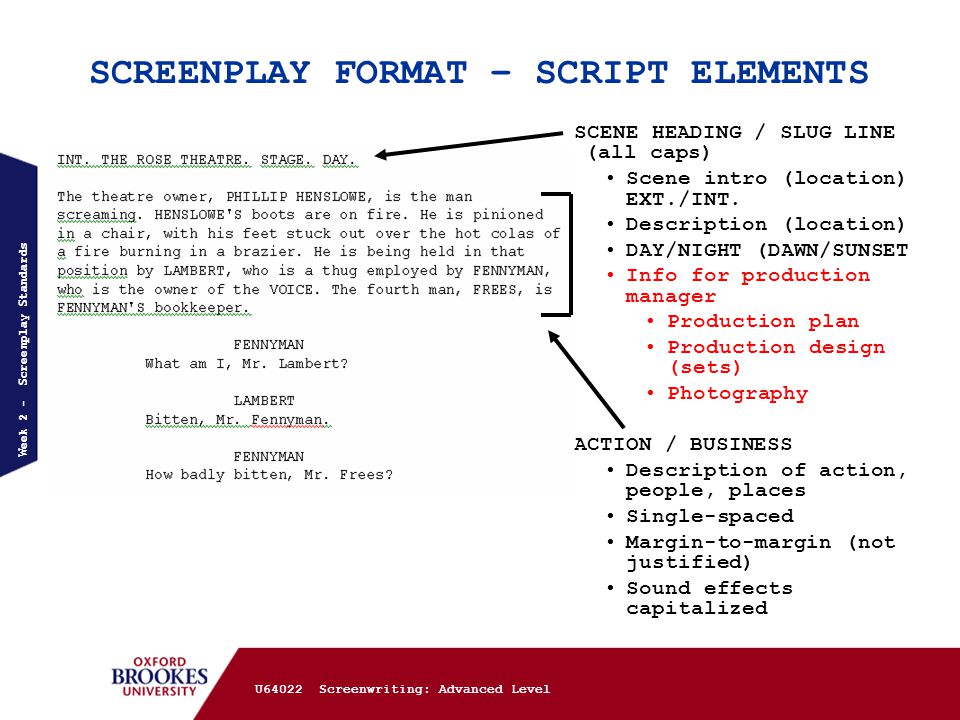 U64022 SCREENWRITING ADVANCED WEEK 2 SCREENPLAY STANDARDS (1) FINAL DRAFT.  - ppt download