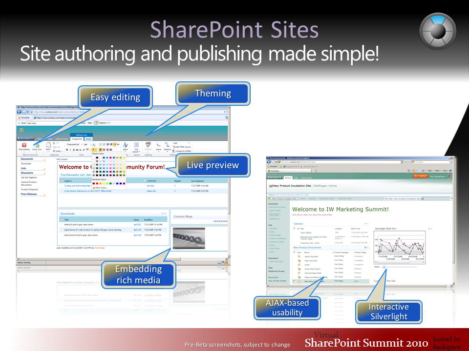 Virtual SharePoint Summit 2010 hosted by Rackspace SharePoint Sites
