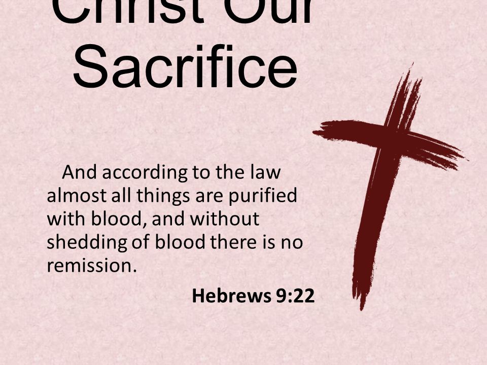 Christ Our Sacrifice And according to the law almost all things are purified with blood, and without shedding of blood there is no remission.