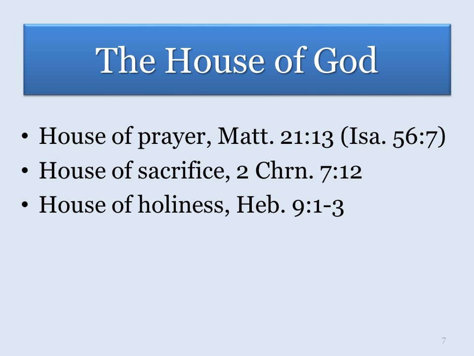 The House of God House of prayer, Matt. 21:13 (Isa.