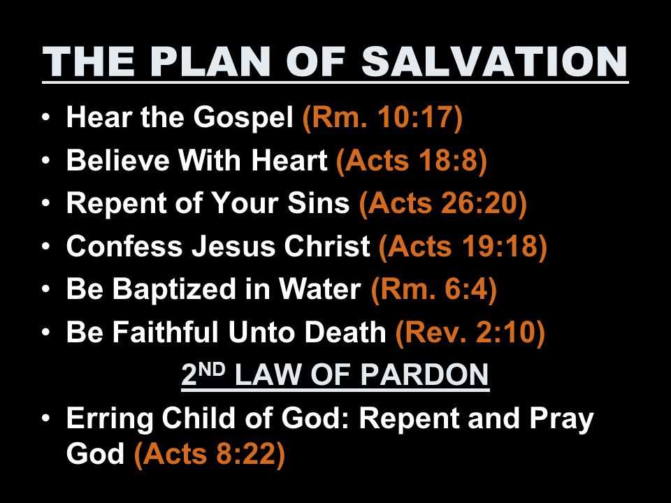 THE PLAN OF SALVATION Hear the Gospel (Rm.
