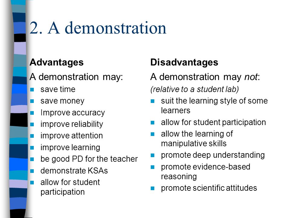 disadvantages of demonstration method of teaching