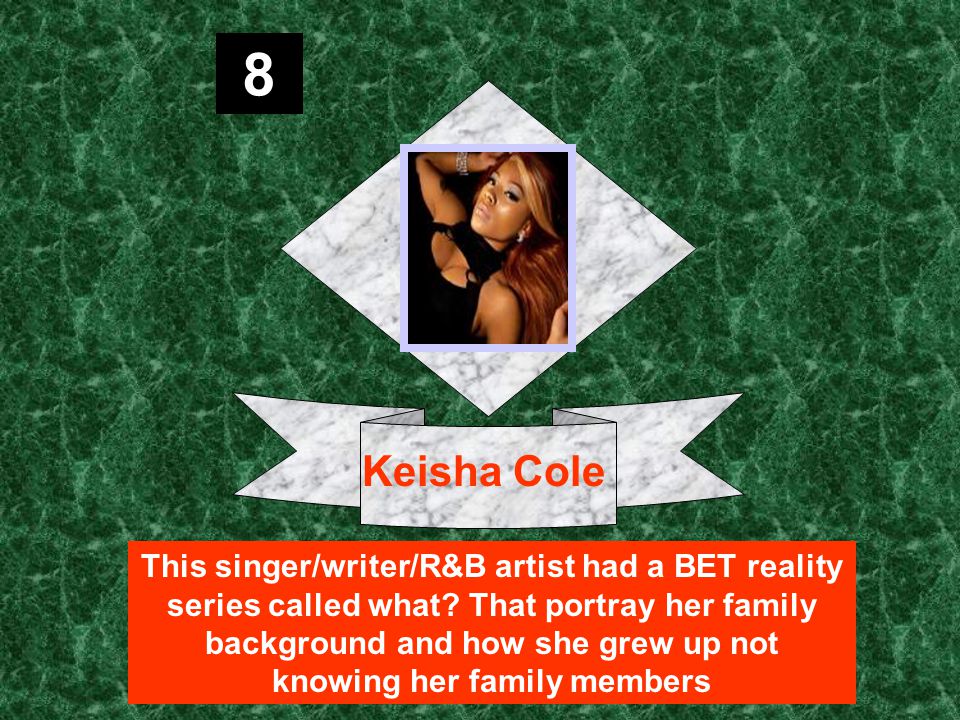8 This singer/writer/R&B artist had a BET reality series called what.