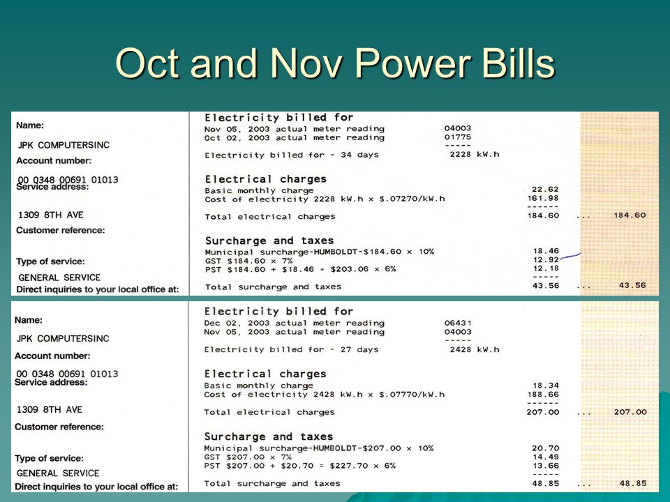 Oct and Nov Power Bills