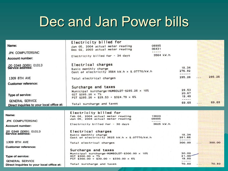 Dec and Jan Power bills