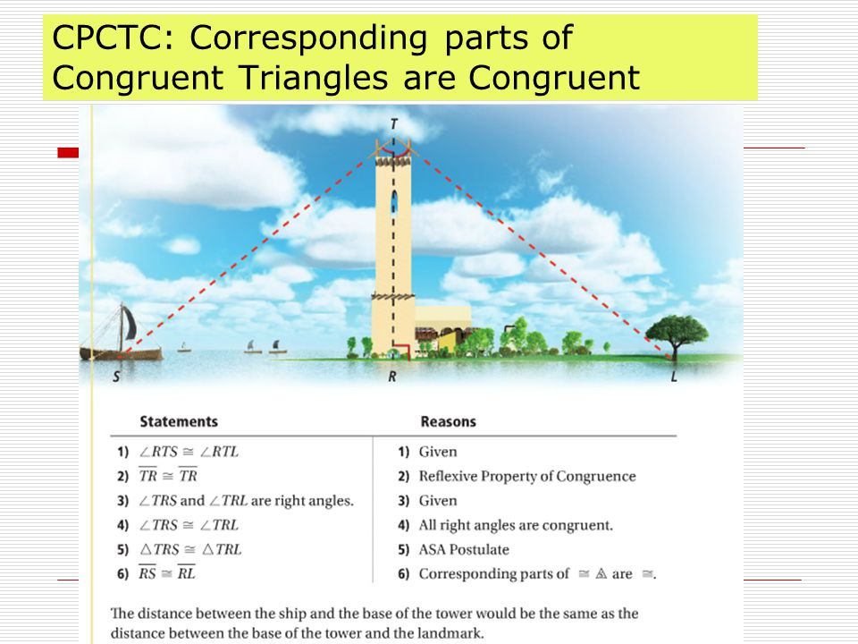 CPCTC: Corresponding parts of Congruent Triangles are Congruent