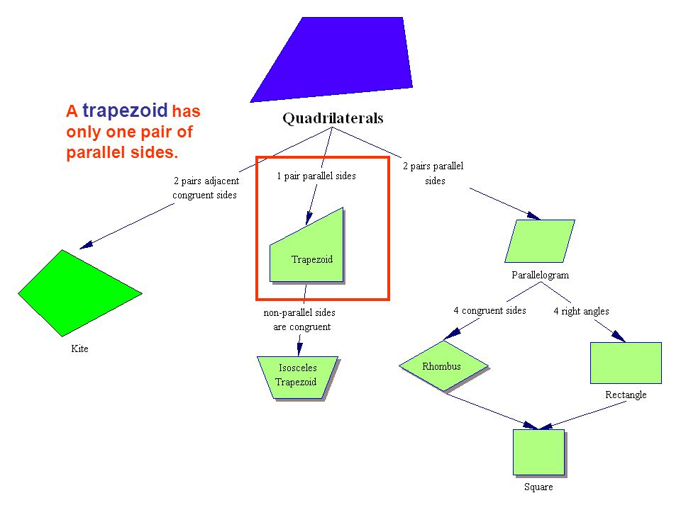 A trapezoid has only one pair of parallel sides.