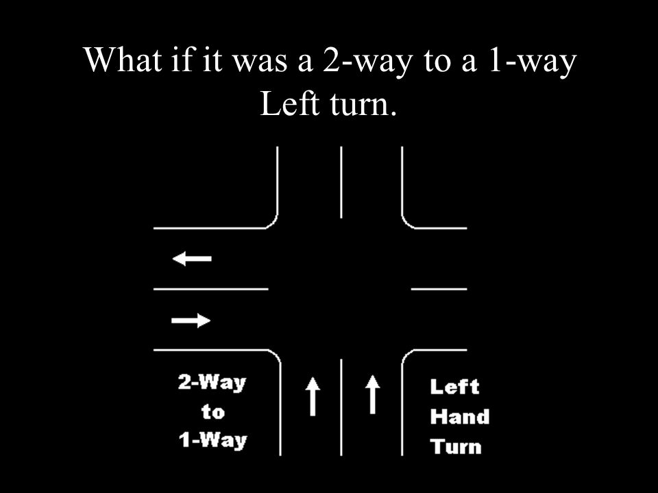 What if it was a 2-way to a 1-way Left turn.