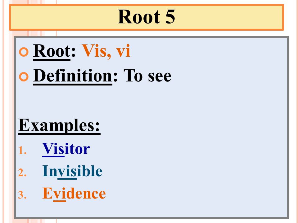 Тест фрайдей. See примеры. Root Words.