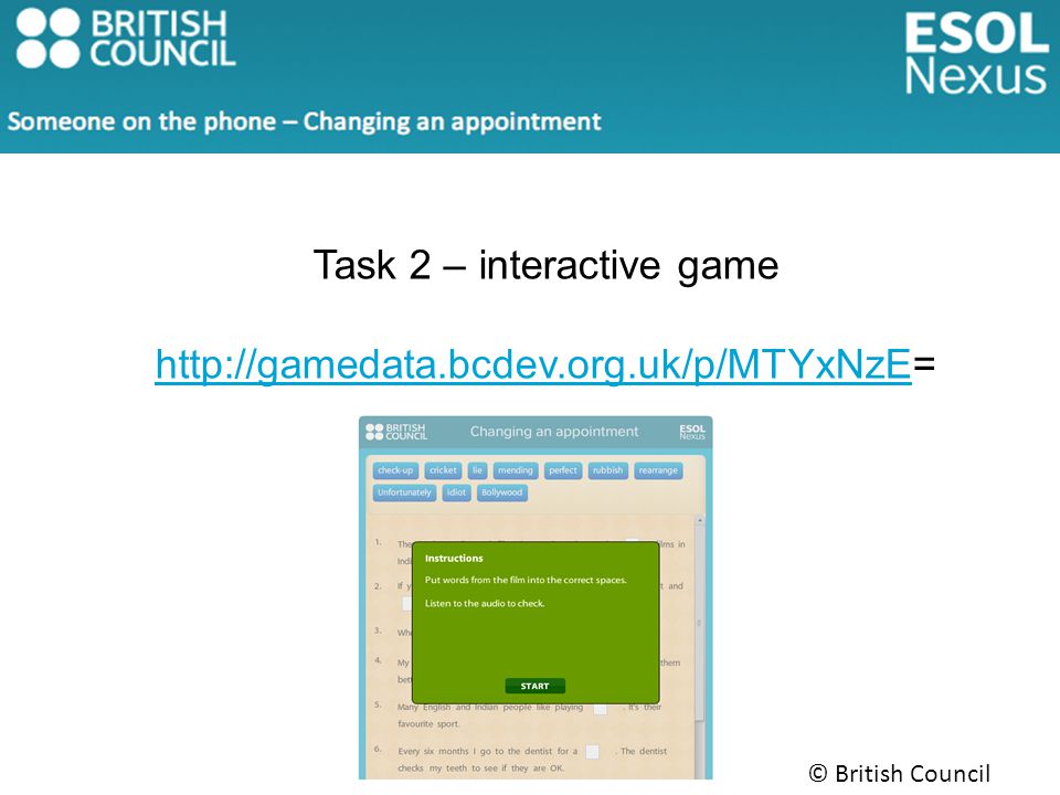 Task 2 – interactive game