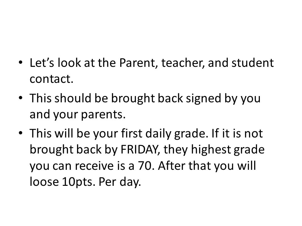 Let’s look at the Parent, teacher, and student contact.